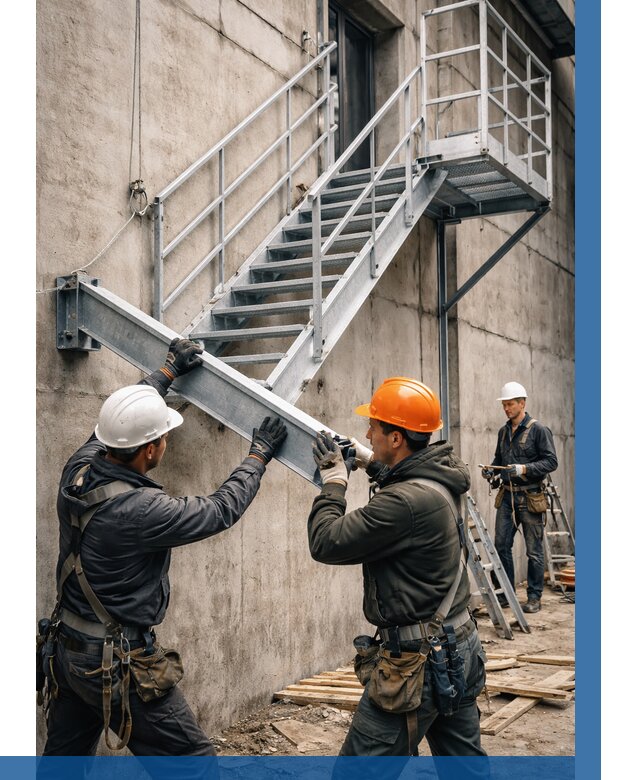 Монтаж металлических лестниц в Чусовой от 15672 р. | ВЫСОТНИК-Чсв