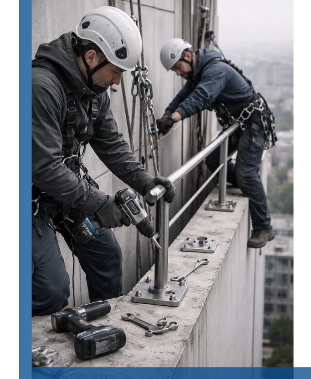 Монтаж перил на высоте в Чусовой для жилых и промобъектов