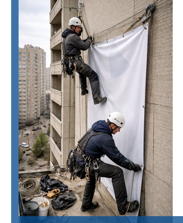 Профессиональный монтаж баннеров на фасаде в Чусовой