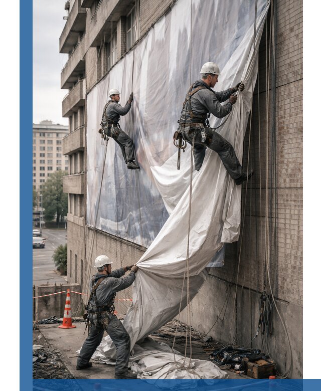 Демонтаж баннеров с фасада в Чусовой оперативно и безопасно