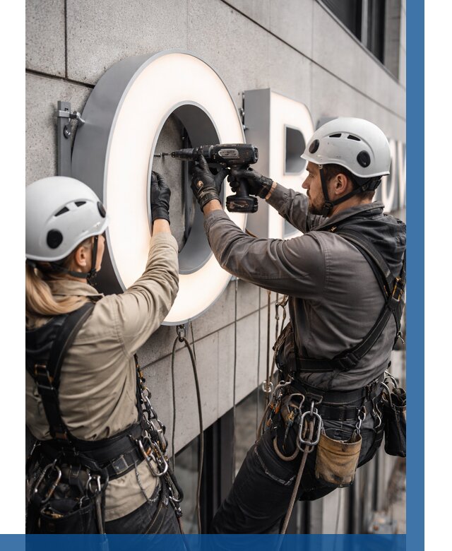 Монтаж световых букв в Чусовой от 3134 р. под ключ ВЫСОТНИК-Чсв