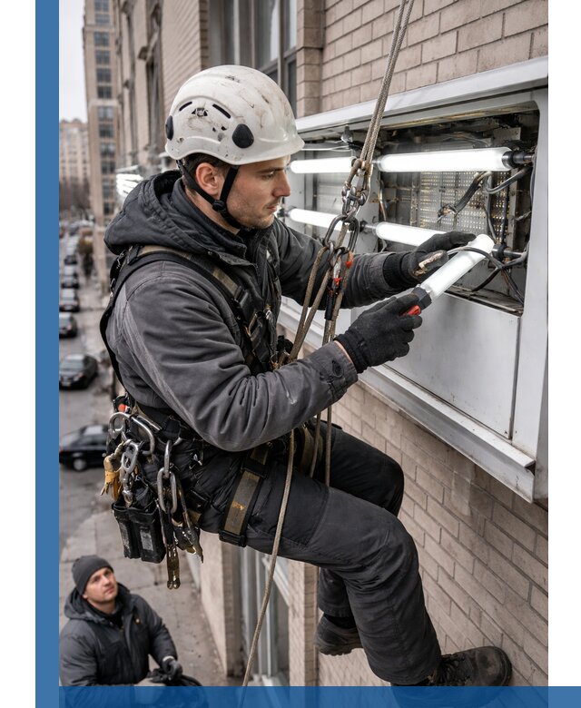 Профессиональная замена ламп в наружной вывеске в Чусовой