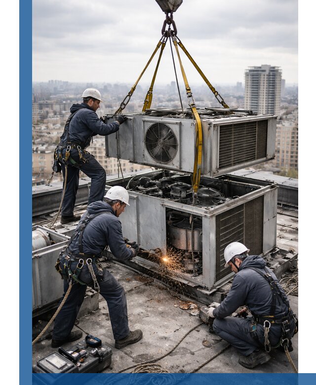 Демонтаж крышной установки в Чусовой любой сложности