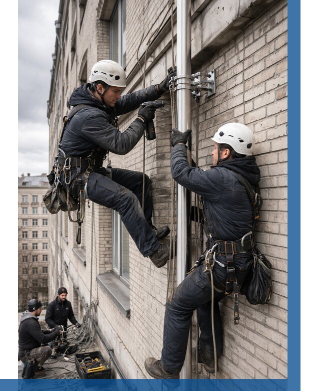 Монтаж флагштока на здании в Чусовой от 6791 р. | ВЫСОТНИК-Чсв