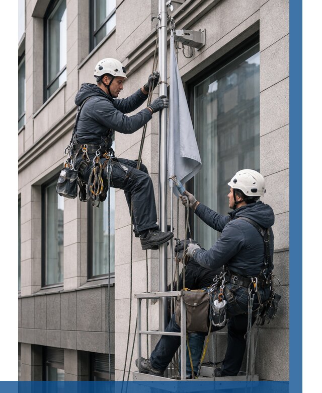 Установка флагов на фасаде в Чусовой от 4702 р. | ВЫСОТНИК-Чсв