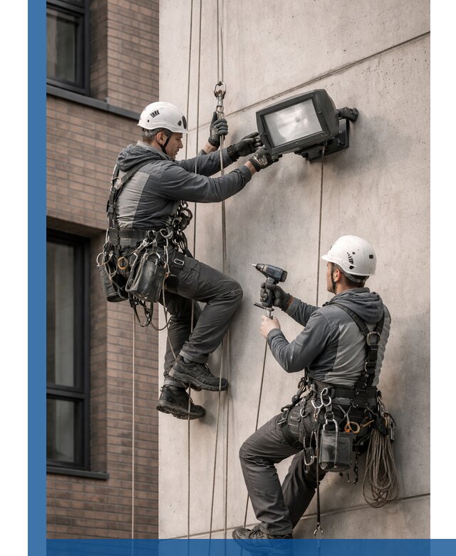 Профессиональный монтаж фасадных прожекторов в Чусовой под ключ