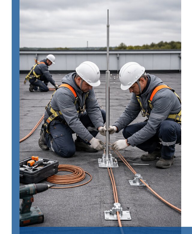 Монтаж молниезащиты на кровле в Чусовой под ключ с гарантией