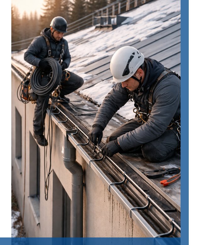 Монтаж греющего кабеля на кровле в Чусовой от 470 р. | ВЫСОТНИК-Чсв