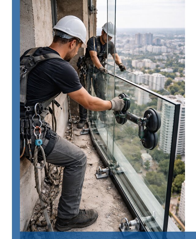 Монтаж стеклянных ограждений под ключ с гарантией в Чусовой