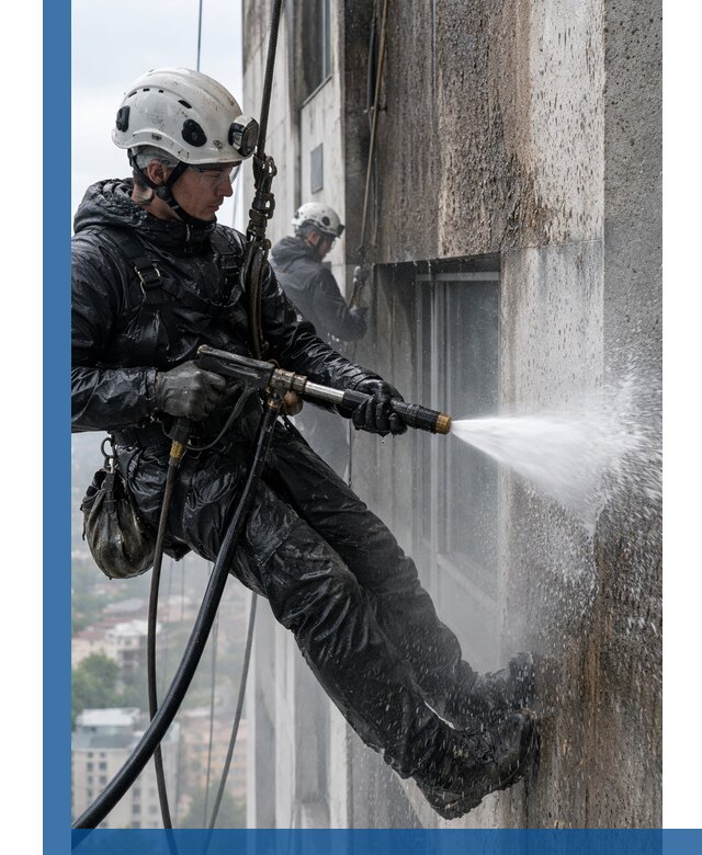 Гидроструйная очистка фасадов и конструкций в Чусовой