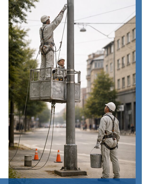 Покраска опор освещения в Чусовой от 5224 р. | ВЫСОТНИК-Чсв