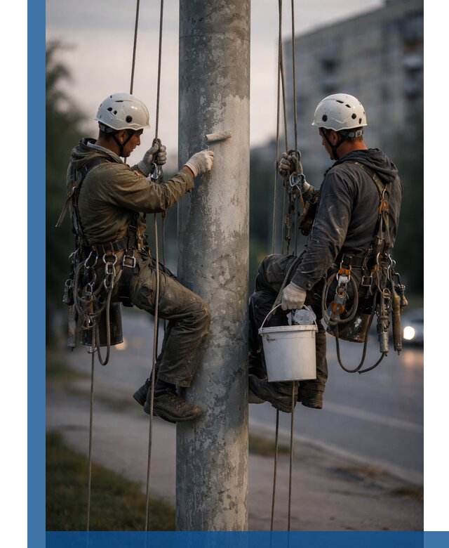 Покраска опор освещения и антикоррозийная защита в Чусовой