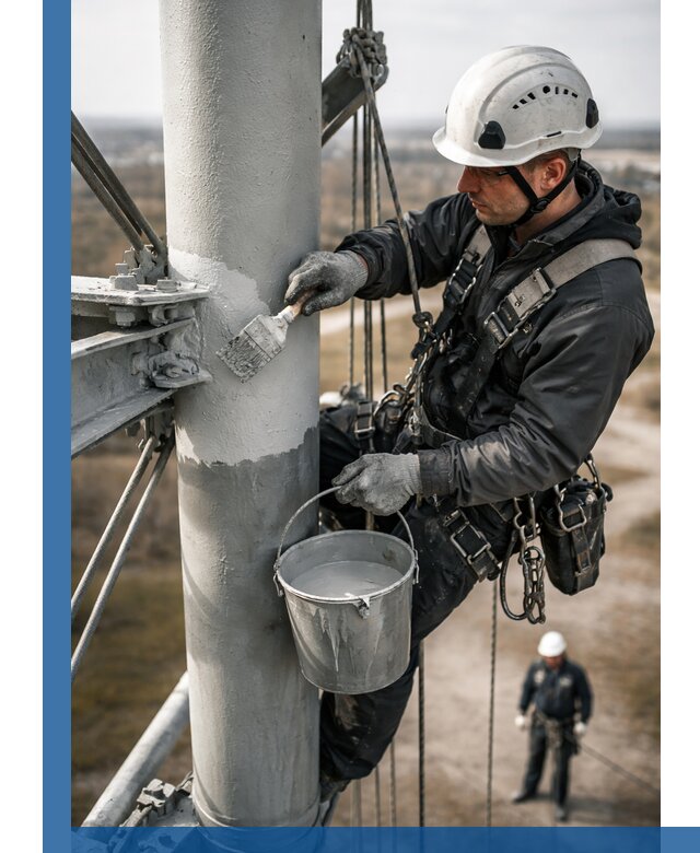 Покраска мачт связи в Чусовой промышленными альпинистами