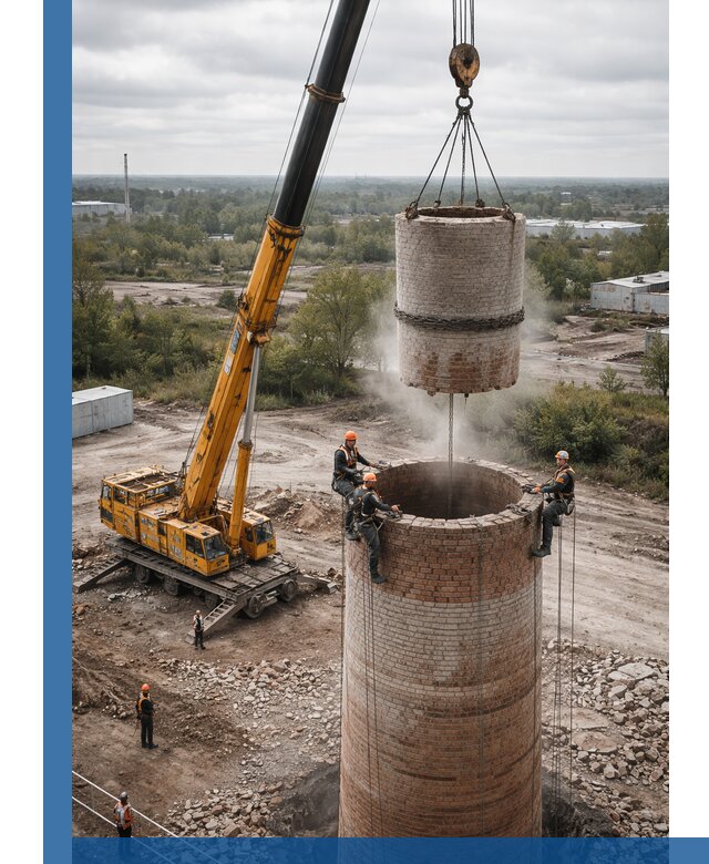 Демонтаж дымовой трубы в Чусовой с гарантиями безопасности