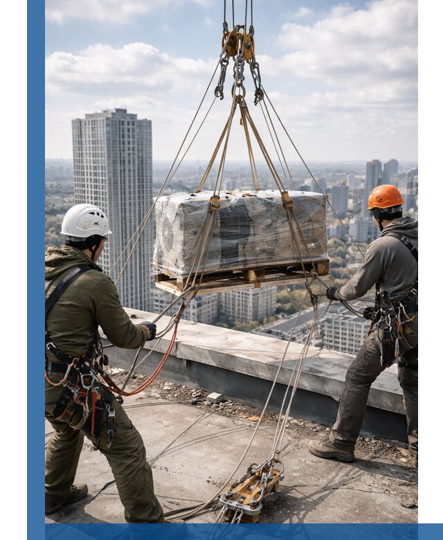 Подъем и монтаж крупногабаритных грузов на крышу в Чусовой