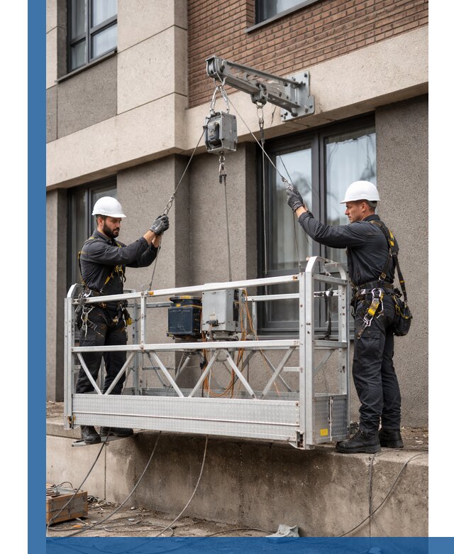 Монтаж и подъем фасадной люльки в Чусовой с гарантией безопасности