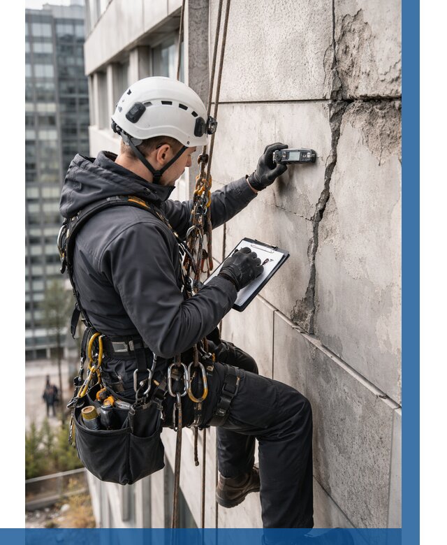 Обследование фасада альпинистами в Чусовой от 125 р. | ВЫСОТНИК-Чсв