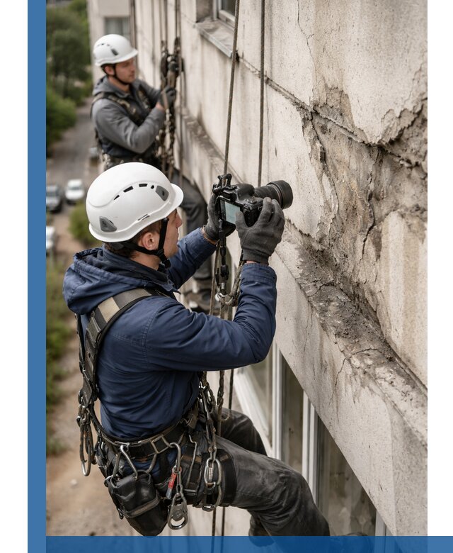 Фотофиксация дефектов фасада с высотной съемкой в Чусовой