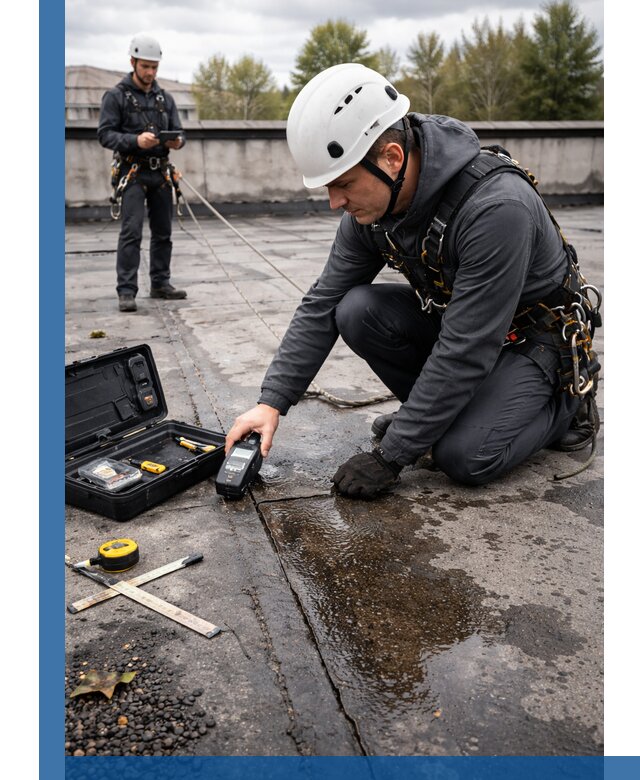 Обследование кровли на протечки и выявление дефектов в Чусовой