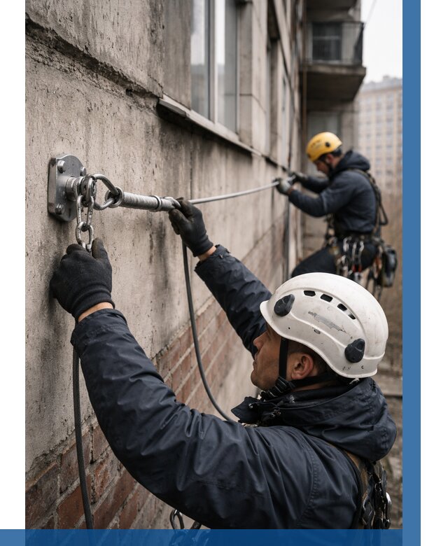 Монтаж анкерных линий в Чусовой от 3134 р. | ВЫСОТНИК-Чсв
