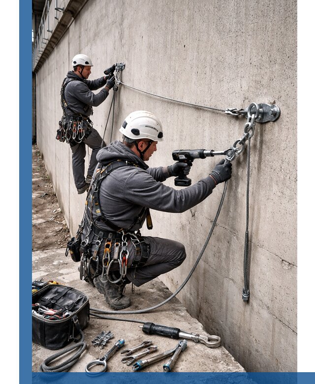 Монтаж анкерных линий высотной безопасности в Чусовой